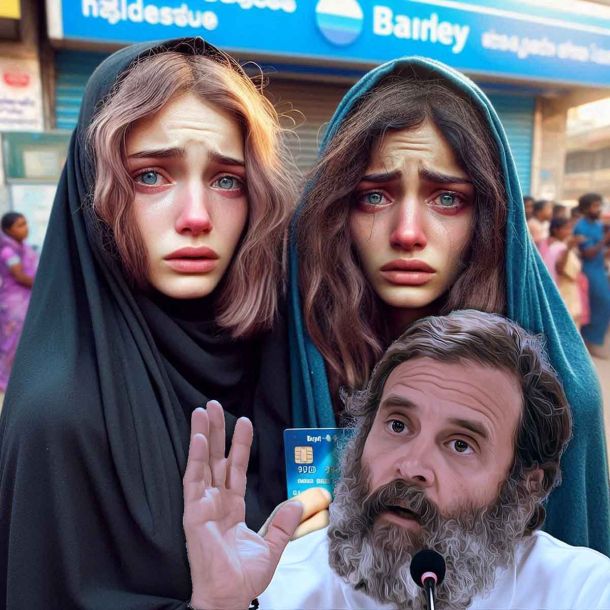 Muslim women line up outside Congress office in Lucknow demanding ‘guarantee cards’ of Rs 1 lakh promised during campaign