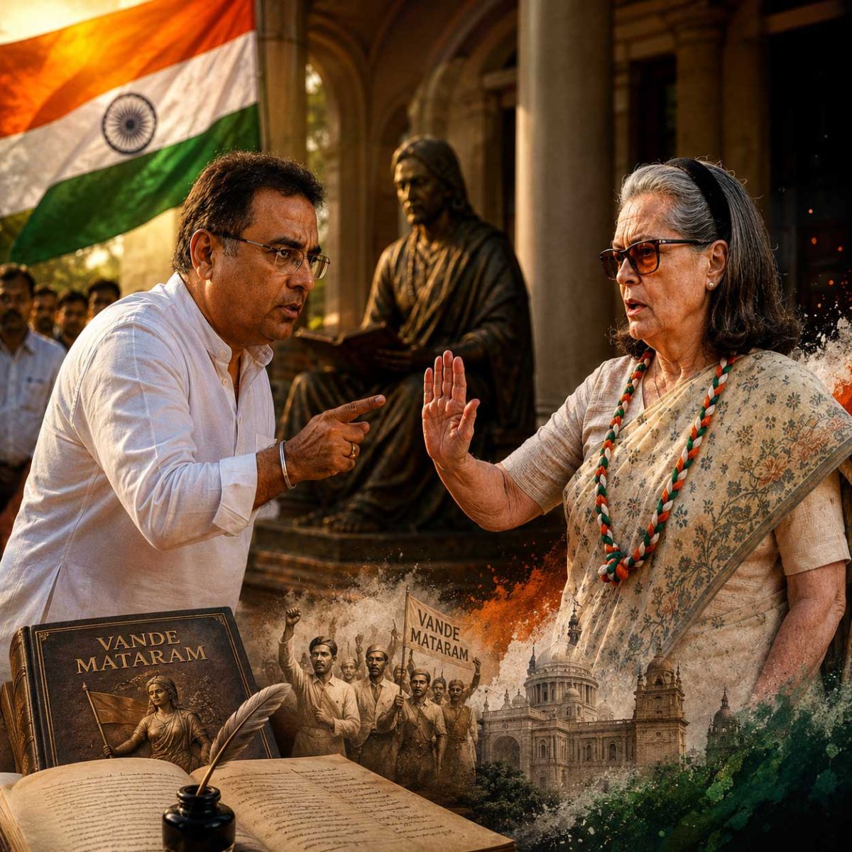 Novelist Bankim Chandra’s Kin Criticises Sonia Gandhi Over Vande Mataram Row on August 15