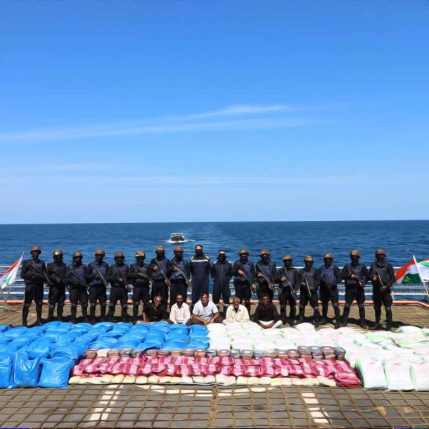 Indian Navy and NCB seize boat with 3300 kgs of drugs near International Maritime Boundary in Arabian Sea off Gujarat