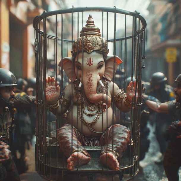 Karnataka: The Story Behind the Heartbreaking Picture of Lord Ganesh’s Idol Locked in Police Van