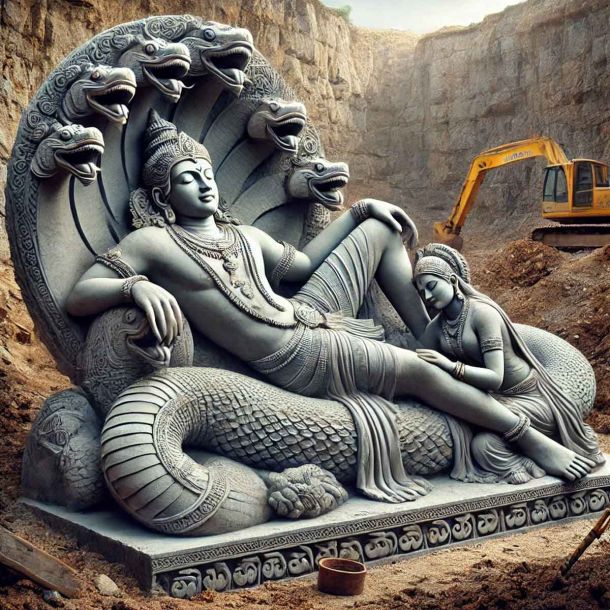 ASI Makes Another Exquisite Discovery; Unravels Intricately Carved Sheshshayi Vishnu Sculpture in Buldhana District