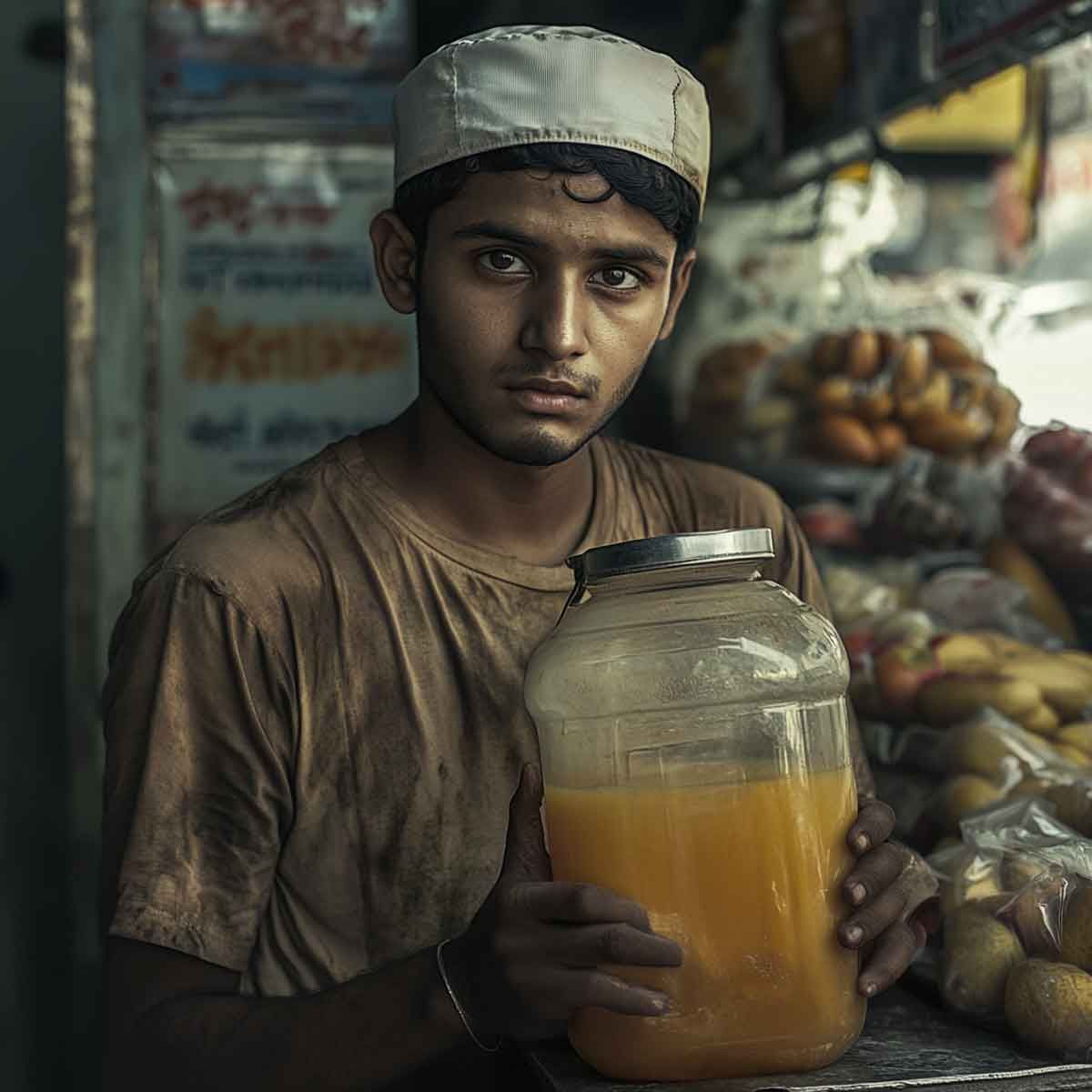 Ghaziabad: Juice Seller Aamir Khan Found Mixing Urine with Juice Sold to Customers, Locals Hand Him and His Minor Assistant Over to Police